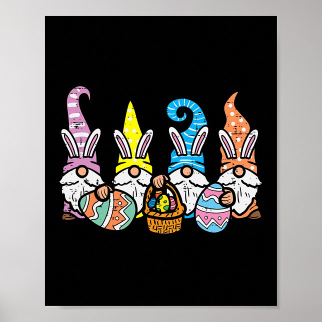 Poster Páscoa Gnome Bunnies Homens Caçadores De Ovos Mulh (Frente)
