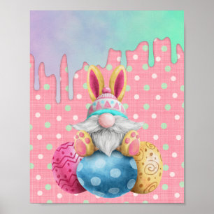 Poster Páscoa Gnomo Ovos Polkadot Colagem