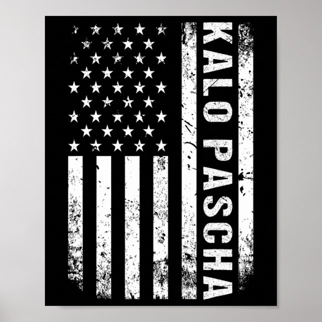 Poster Páscoa Grega Kalo Pascha Retro Bandeira EUA Grego  (Frente)