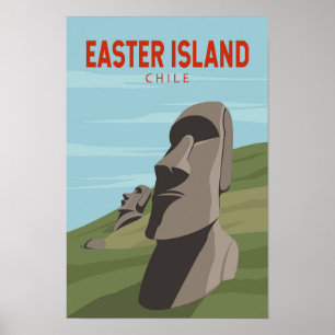 Poster Páscoa Island Chile Retro Viagem Art Vintage