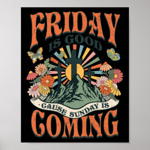 Poster Páscoa Jesus Christian Friday É Boa Porque Domingo