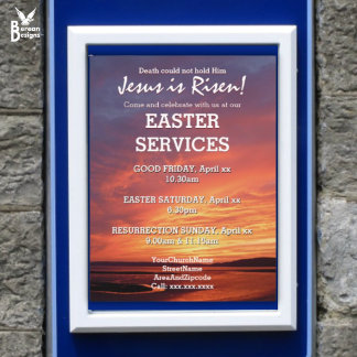 Poster PÁSCOA Jesus é Serviços de IGREJA Risen Personaliz