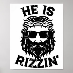 Poster Páscoa Jesus Ele É Rizzin Risen Divertido Cristãos