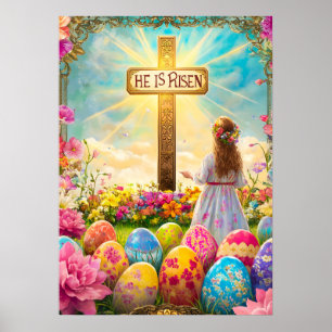 Poster Páscoa ressurreição Cruzada Ele está Riscado