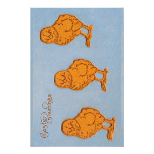 Pôster Páscoa saudações Pintinhos Azul