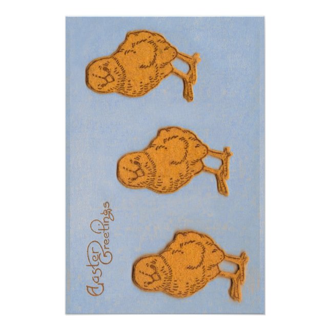 Pôster Páscoa saudações Pintinhos Azul (Frente)