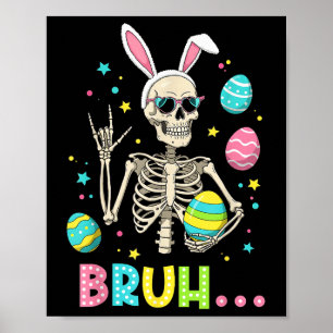 Poster Páscoa Skeleton Bunny Rock Hand Rocker Men Adolesc