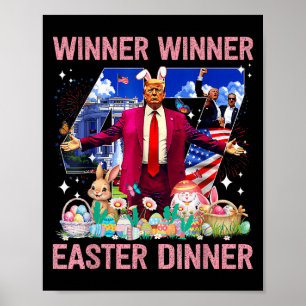 Poster Páscoa vencedora Janta Trump Bunny Hunt Ovos Happy