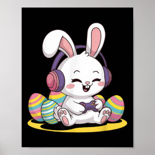 Poster Páscoa Video Game Bunny Gaming Controller Gamer Bo