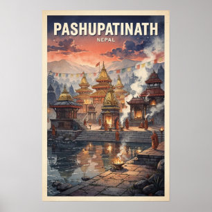 Poster Pashupatinath Nepal Viagem Antiga