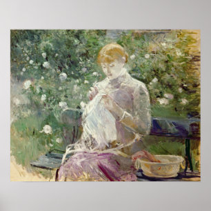 Pôster Pasie que sewing no jardim de Bougival, 1881