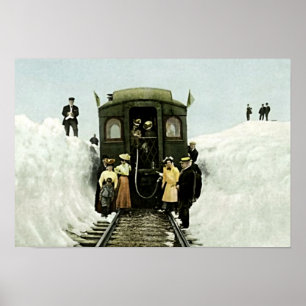 Pôster Passagem de Rollins, trem de Colorado na neve