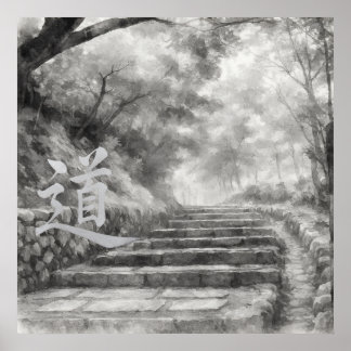 Poster Passagem Silenciosa — 道 (O Caminho) Pintura com Ti