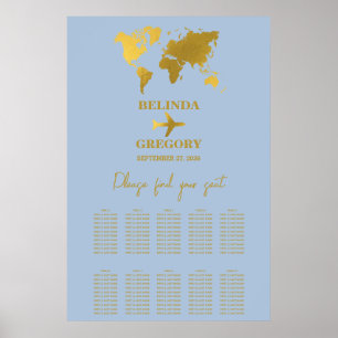 Poster Passaporte de Casamento Carta de Assentos Dusty Bl