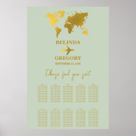 Poster Passaporte de Casamento Sage Green Dourado Seating