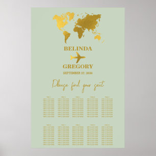Poster Passaporte de Casamento Sage Green Dourado Seating
