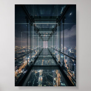 Poster Passarela de Vidro Sobre a Cidade de Neon