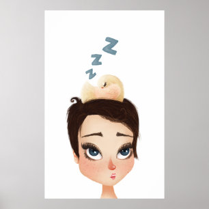 Poster Passarinho Napping em um duende