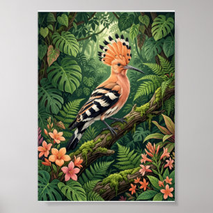 Poster Passarinho Poupaço Galho Tropical Botânico Vida Se