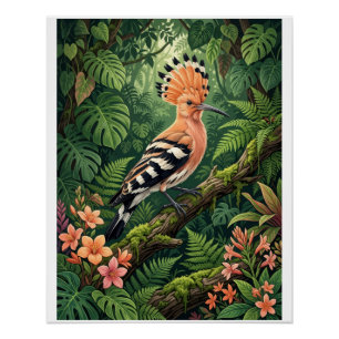 Pôster Passarinho Poupaço Galho Tropical Botânico Vida Se