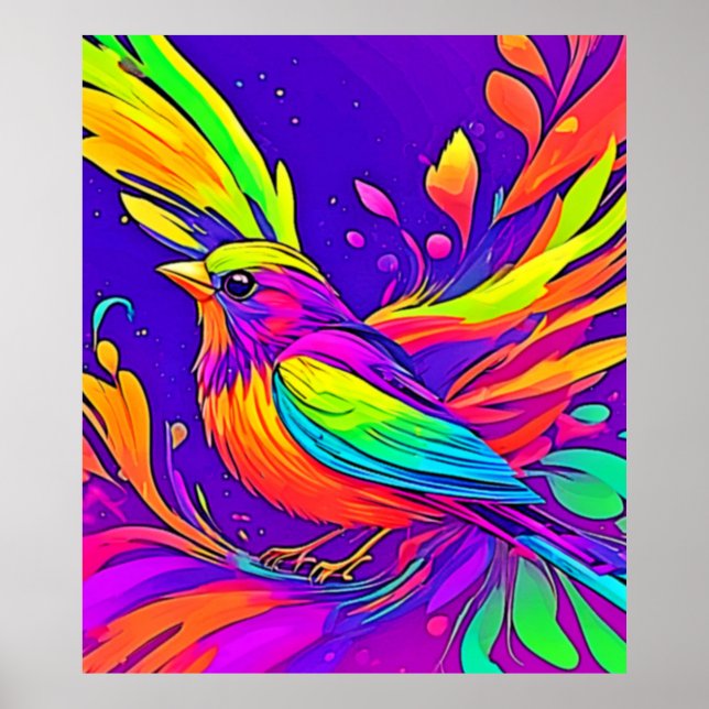 Poster Pássaro Arco-íris na Terra dos Desenhos (Frente)
