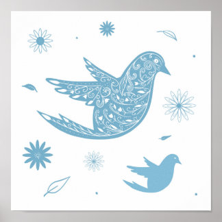 Poster Pássaro Azul de Paisley