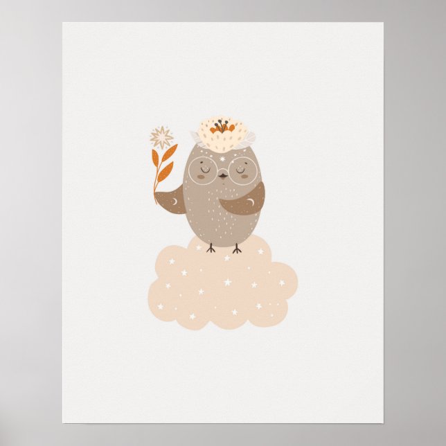 Poster Pássaro bonitinho moderno do escândi em um Enferme (Frente)