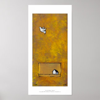 Poster Pássaro branco de destino voando pintura bonito