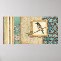 Pássaro Castanho e Azul em um Ramo Olhando para Ci