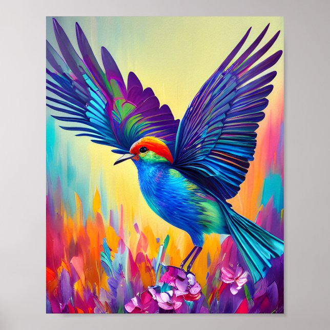Poster Pássaro Colorido Pronto para Voar (Frente)