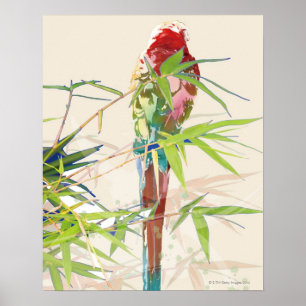 Poster Pássaro com folhas de bambu