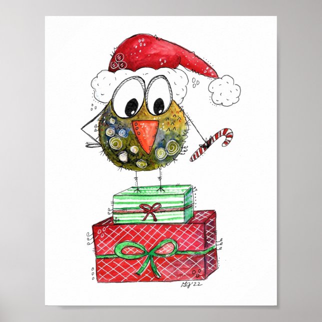 Poster Pássaro de Natal Branco bonito (Frente)