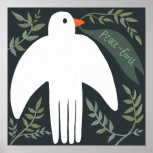 Poster Pássaro de Natal da Dove da Paz encantador