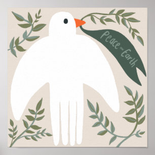 Poster Pássaro de Natal da Dove da Paz encantador
