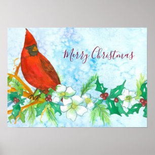 Poster Pássaro do cardeal do Feliz Natal