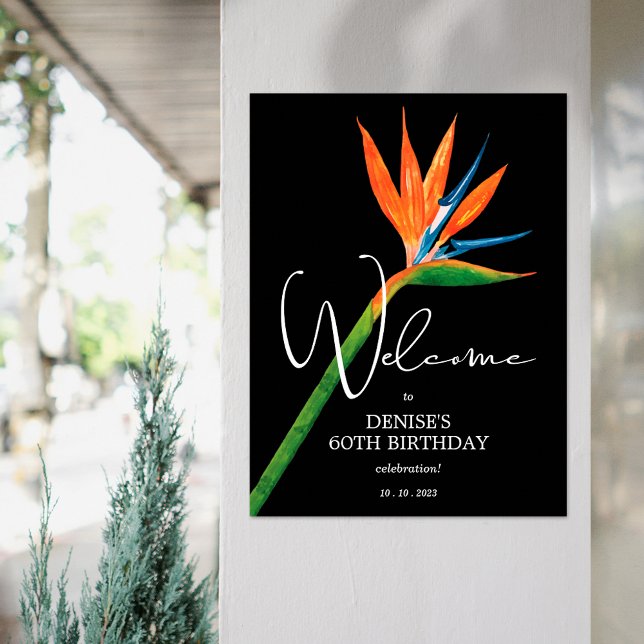 Poster Pássaro do Paraíso na Festa de aniversário Negra (Criador carregado)