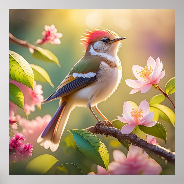 Poster Pássaro Fantasia do Warblay Chested Buff (Frente)