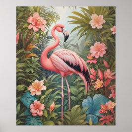 Poster Pássaro Flamingo Tropical Rosa Gordo