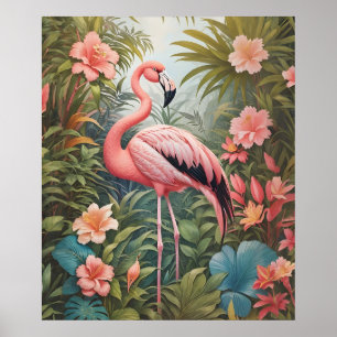 Poster Pássaro Flamingo Tropical Rosa Gordo