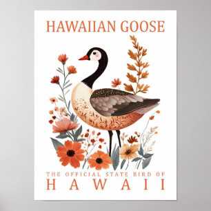 Poster Pássaro Goso Havaiano do Havaí EUA Viagem