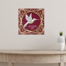 Pássaro Humm Branco em Vermelho