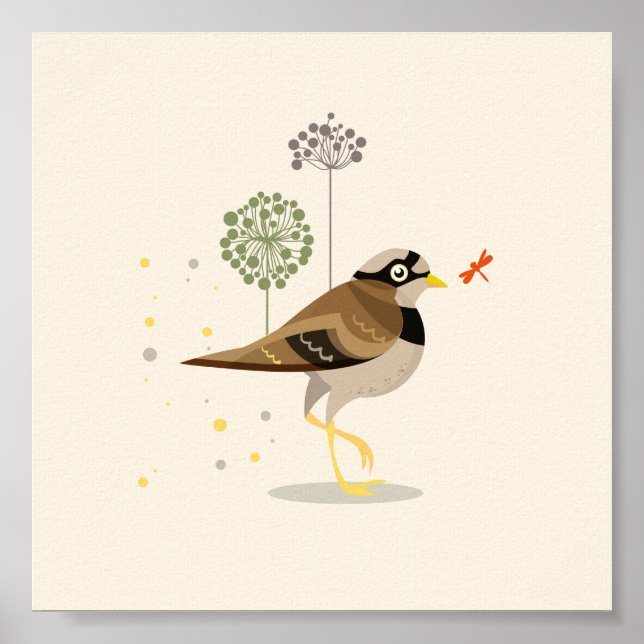 Poster Pássaro Ilustrado no verão (Frente)