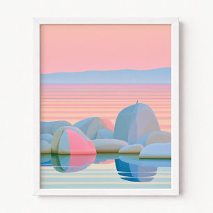 Poster Pássaro Marinho Solitário Reflexos do Pôr do Sol e