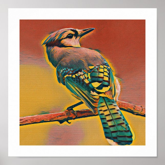 Poster Pássaro no galho da árvore (Frente)