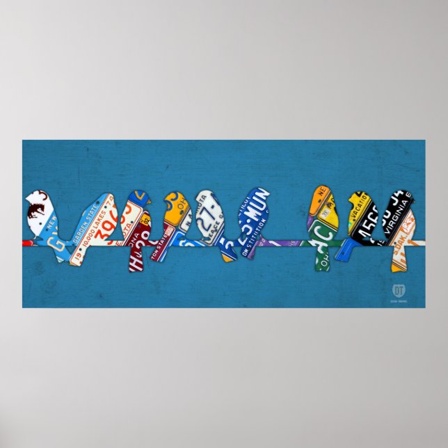 Poster Pássaro numa Arte de Placa de Fio (Frente)