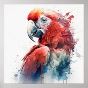 Poster Pássaro-papagaio Retrato Animal Pintando Vida Selv