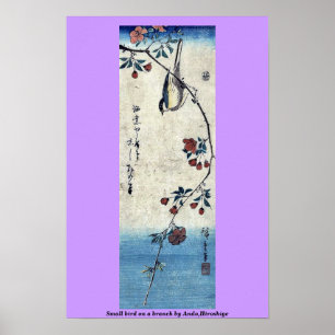 Pôster Pássaro pequeno em um ramo por Ando, Hiroshige