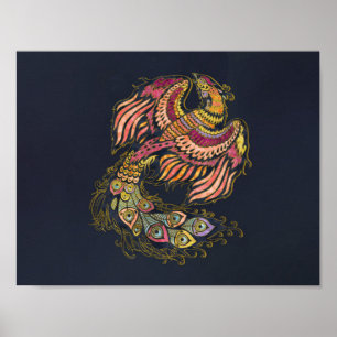 Pôster Pássaro Phoenix da Aquarela