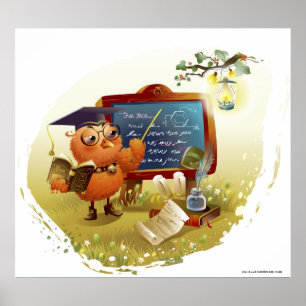 Pôster Pássaro que guardara um livro e que ensina em um