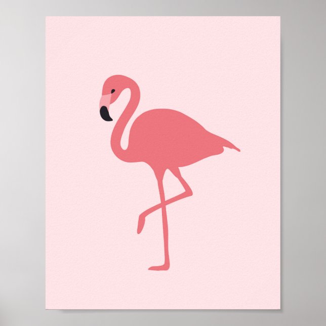 Poster Pássaro Tropical Flamingo Rosa (Frente)